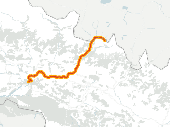Map highlighting the river corridor in Nepal affected by the flash floods.